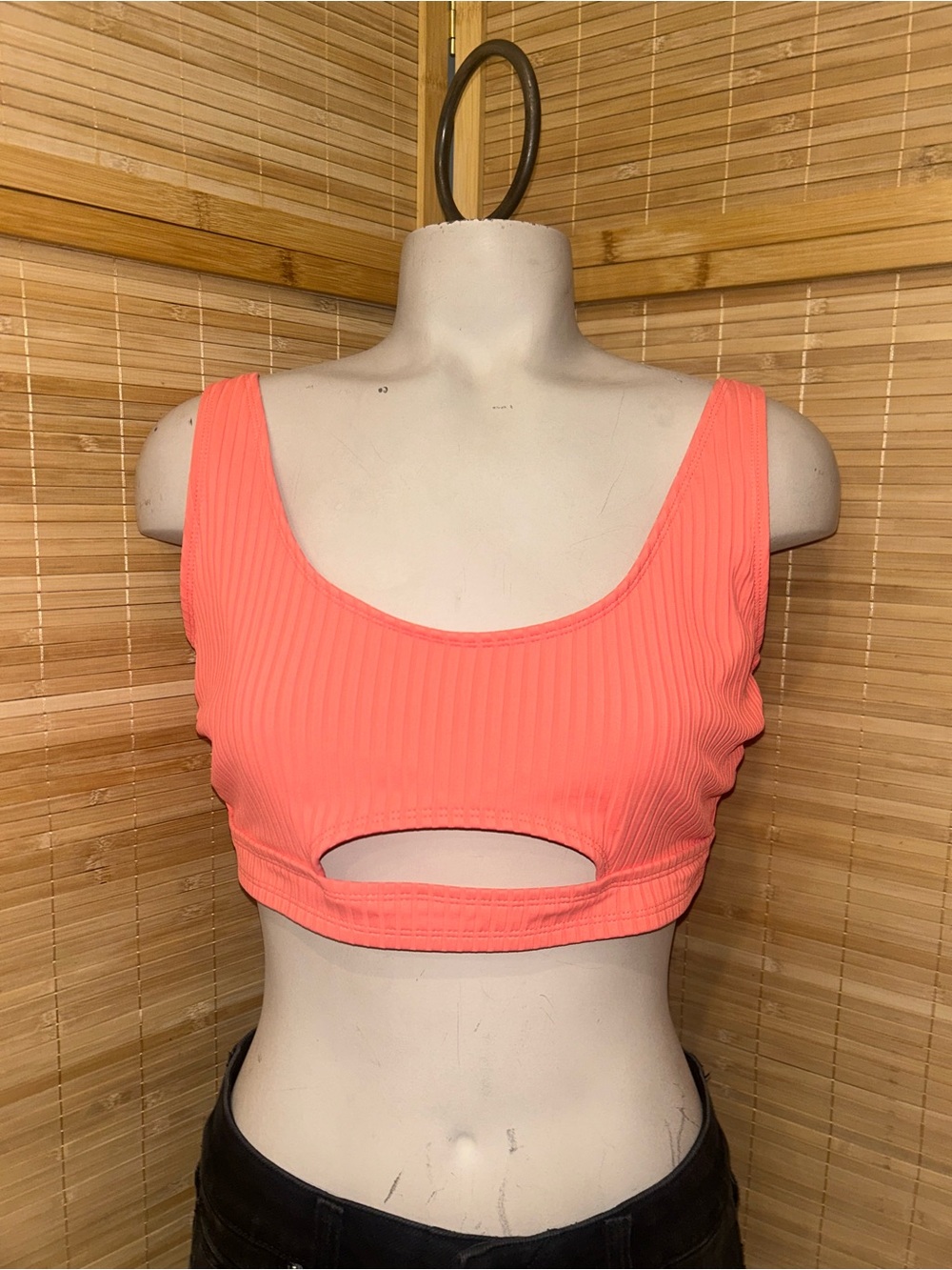 Time and Tru ribbed coral cut out bikini top size large NWT